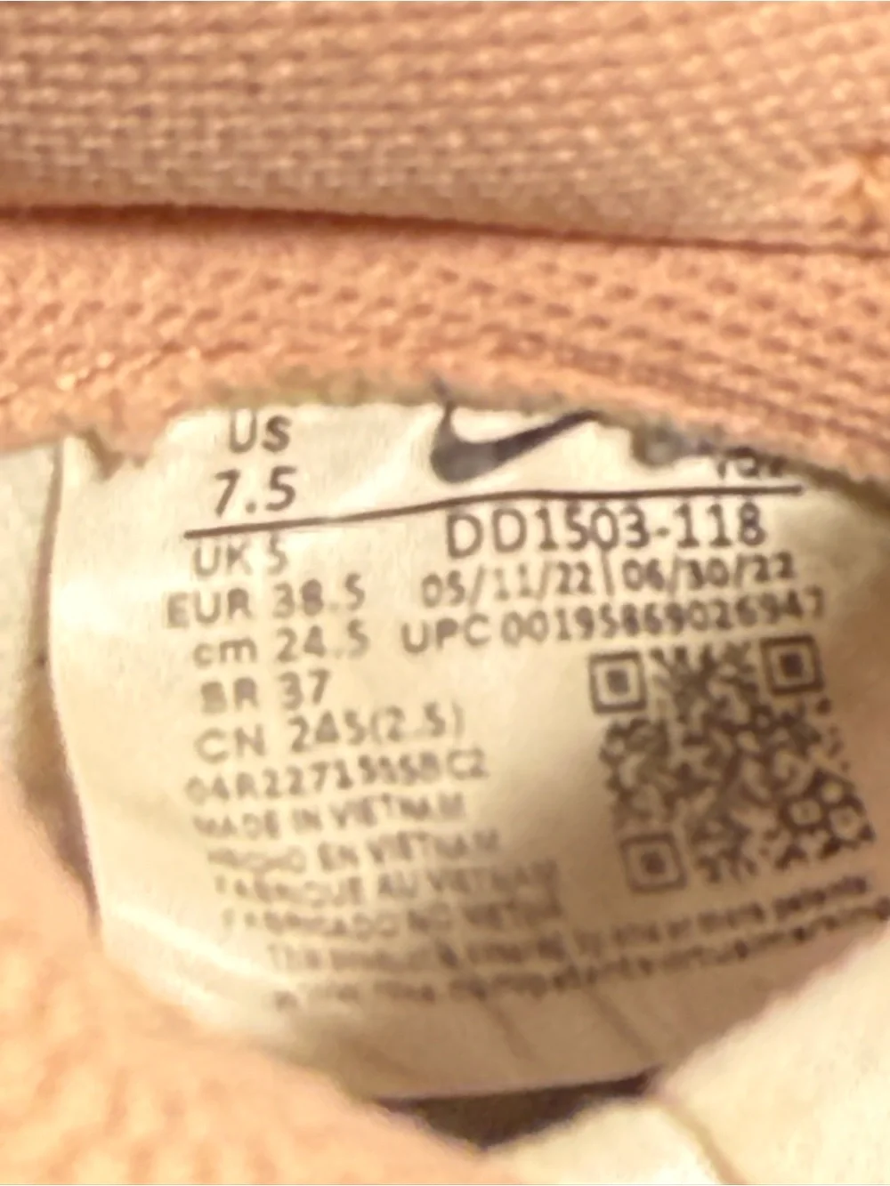 Nike Women’s Dunks Panda Low-Top Sneakers in Peach/White